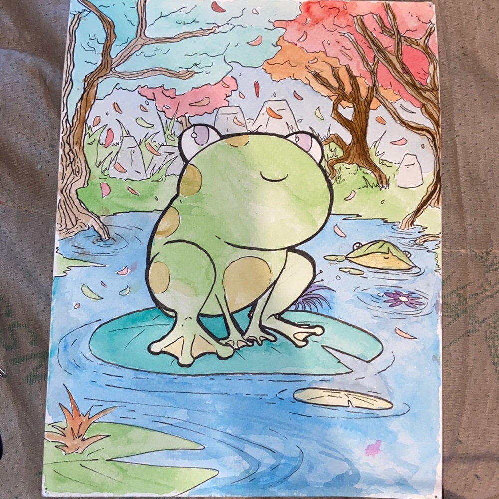 Water painting of a frog